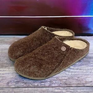 Birkenstock Size 7 Brown Zermatt Shearling Womans Slip On Mules Clog Rubber Sole
